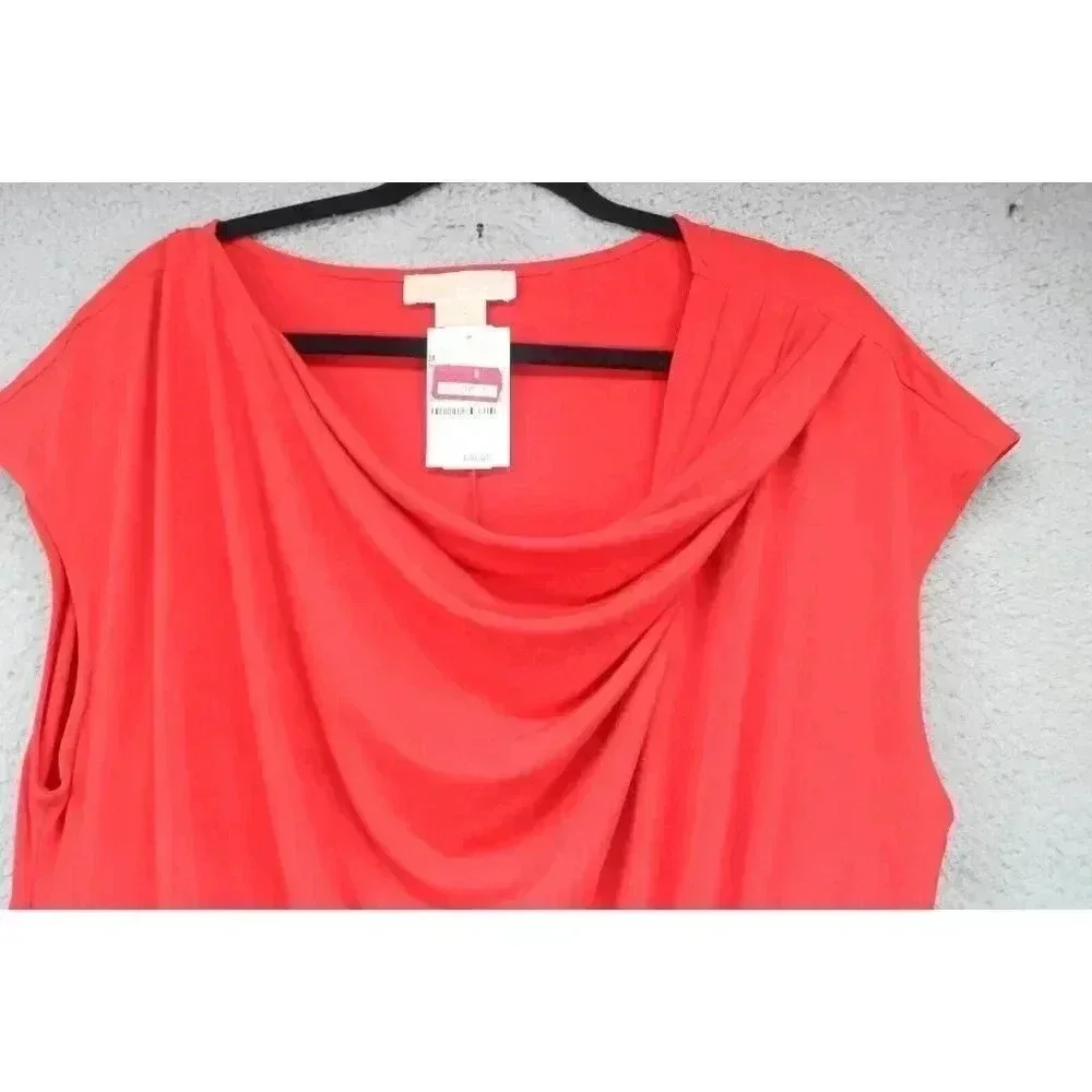 Michael Kors Red Sleeveless Dress-Size 3X-Cowl Neck-New w/Tags